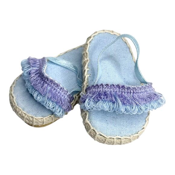 VTG American Girl Coconut Fun Outfit I SHOES Blue Fringe Doll Sandals Platform - Picture 2 of 7